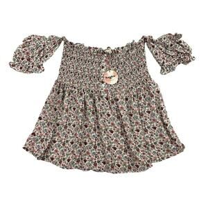 Hayden Los Angeles Smocked Floral Top Womens Plus Size 1XL Ruffle Boho NEW